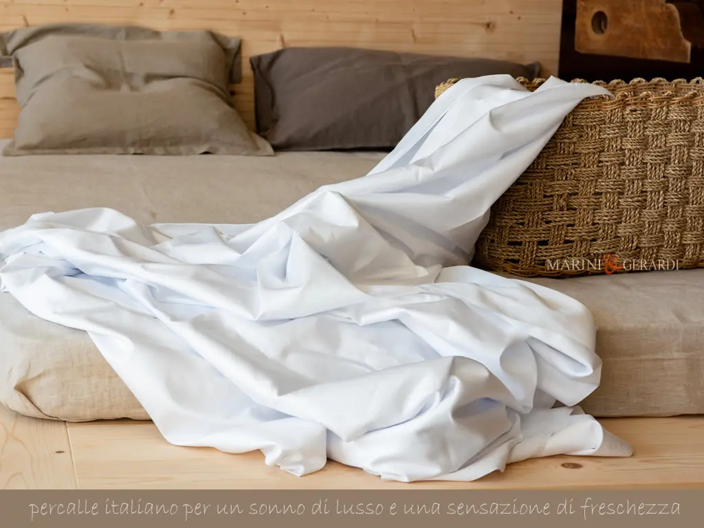 Tessuto percalle di cotone 500 fili bianco ottico