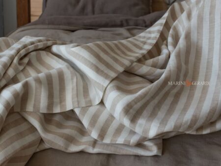 Tessuto rigato in lino per lenzuola alta gamma