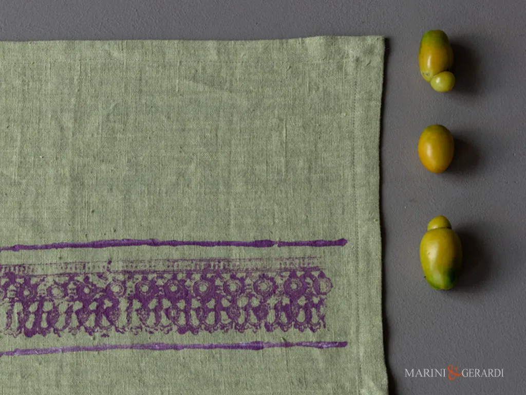 Tovagliette americane in lino verde pistacchio gouache design