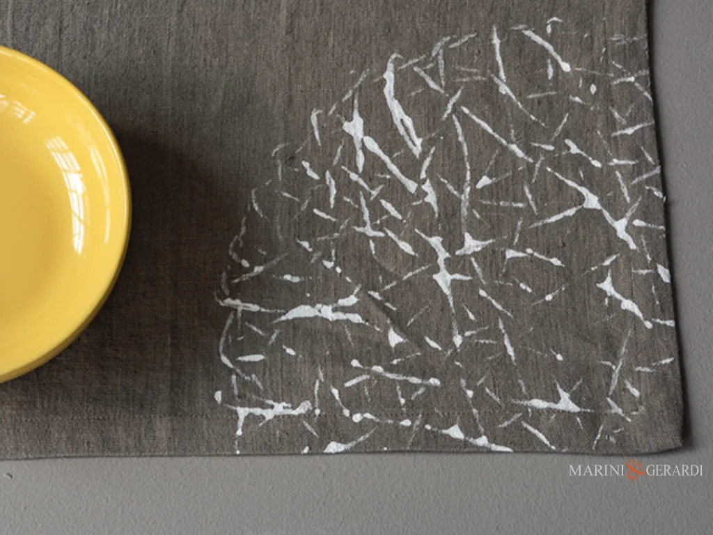 Tovagliette americane lino colore tabacco piatto giallo