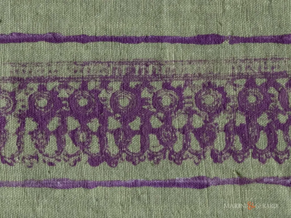 Tovagliette americane lino pistacchio gouache design viola