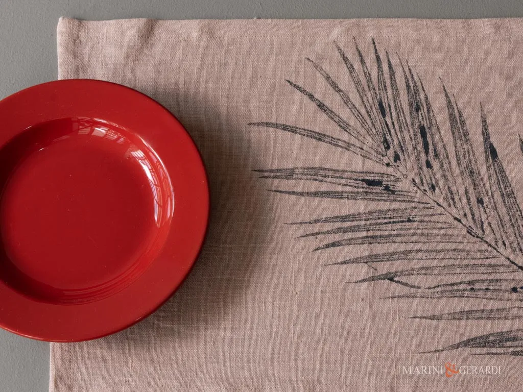 Tovagliette cucina all'americana shabby chic lino rosa