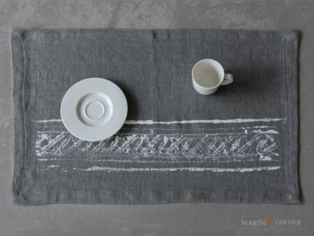 Tovagliette da colazione in lino grigio cenere