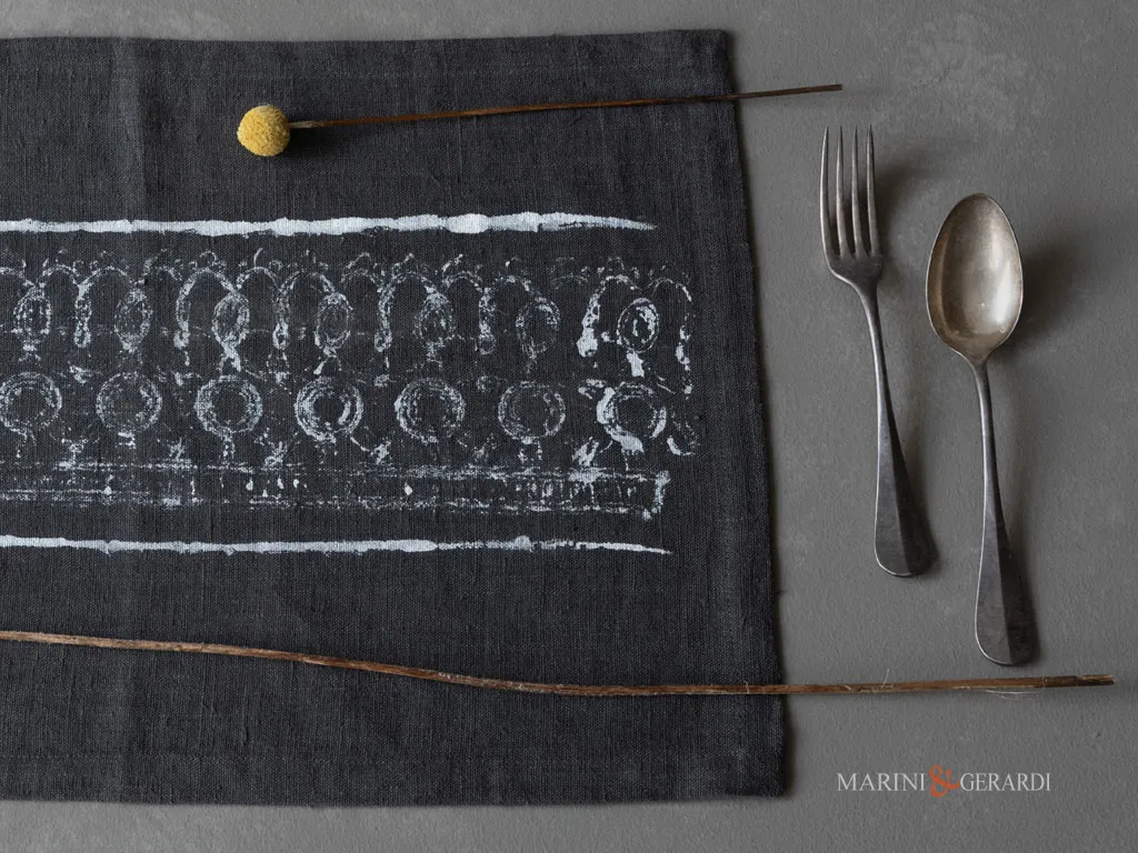 Set tovagliette tessuto lino grigio antracite