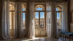 Tessuti per tende in lino per passione finestra sulla citta