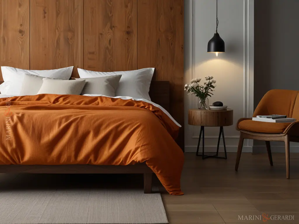 Copripiumino matrimoniale in lino lavato rosso mattone