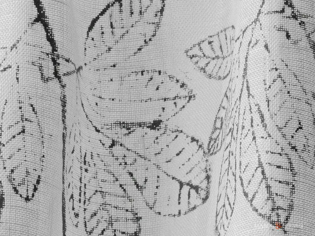 Tendine in lino per cucina con foglie design