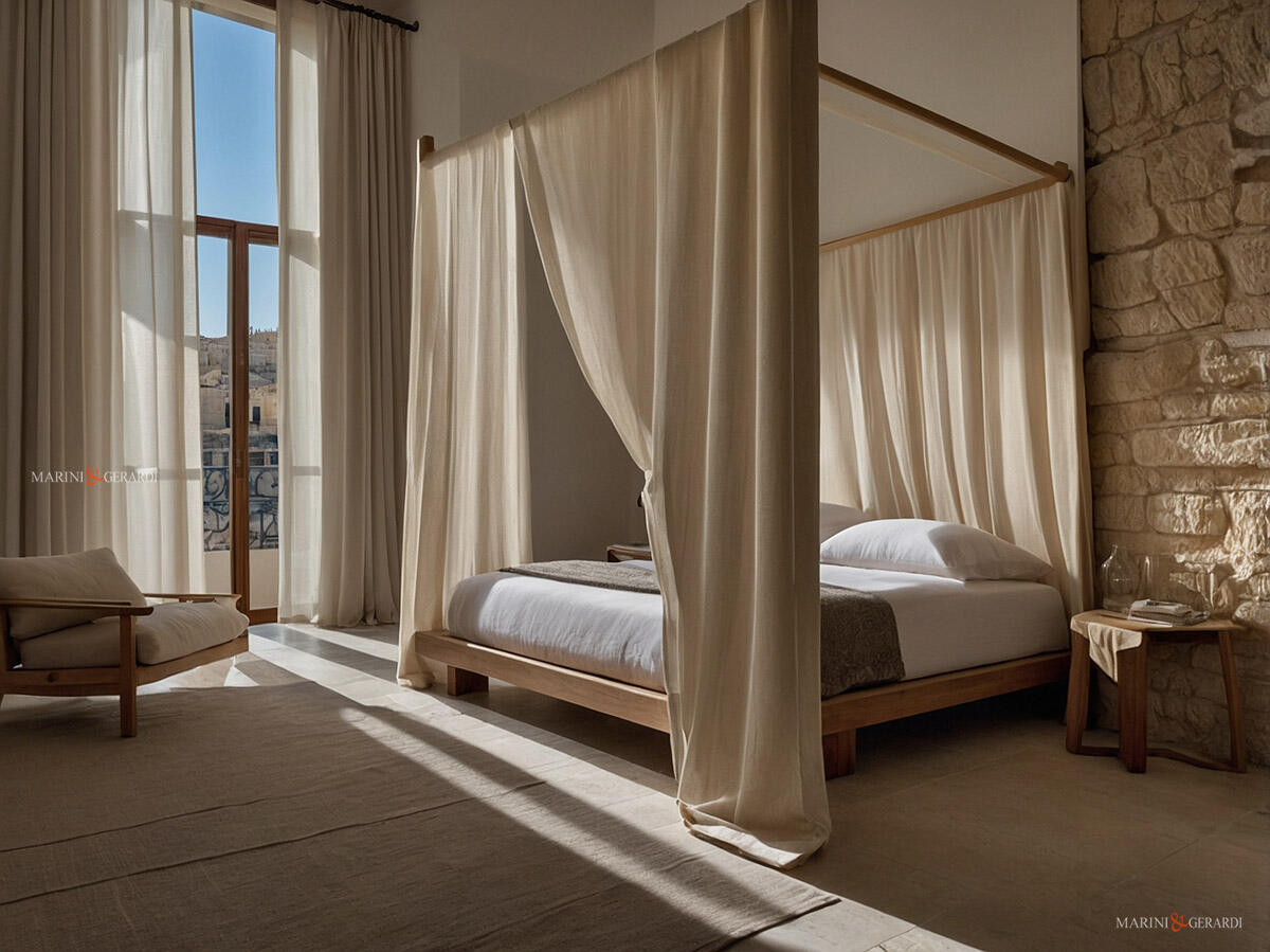 Negozio tende interni torino letto baldacchino arredo in lino