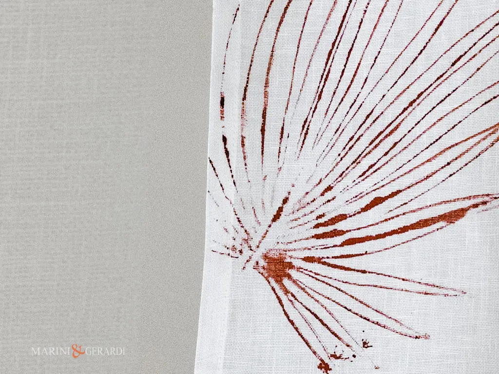 Tendine su misura con foglie in puro lino