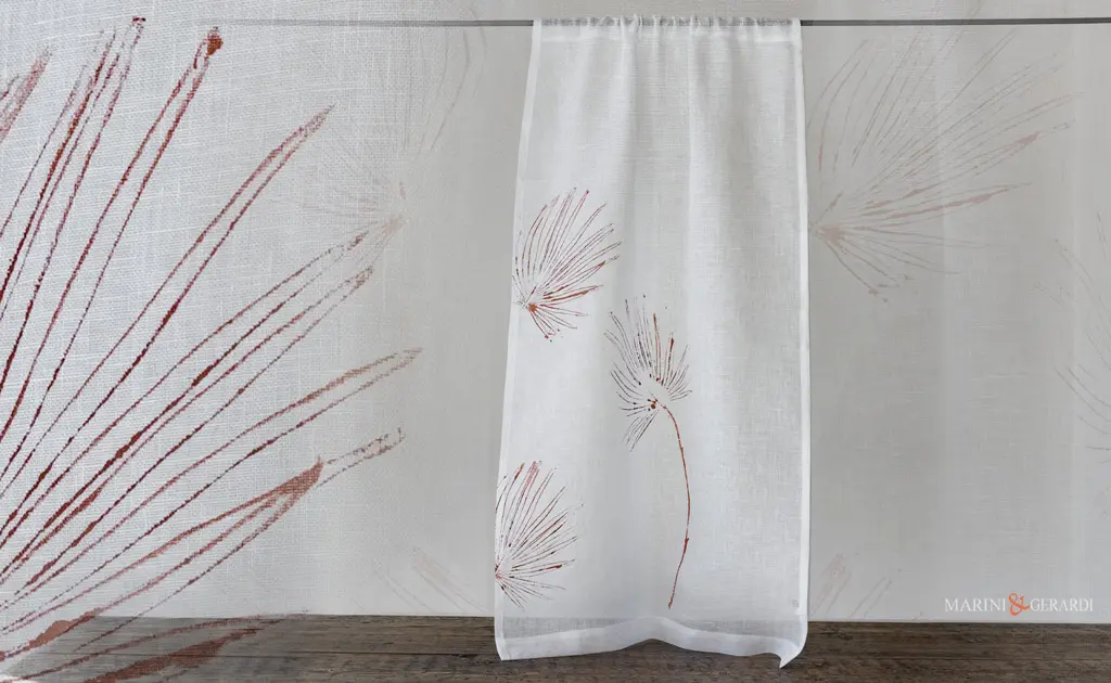 Tendine su misura di lino design foglie casa moderna