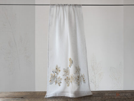 SPERANZA - Tendine Cucina a vetro in Lino con foglie design doppio colore