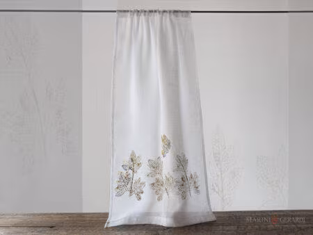 SPERANZA - Tendine Cucina a vetro in Lino con foglie design doppio colore