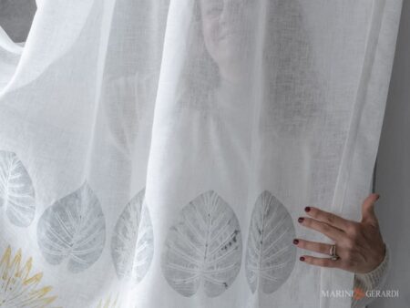 Tende casa moderna in lino bianco con design