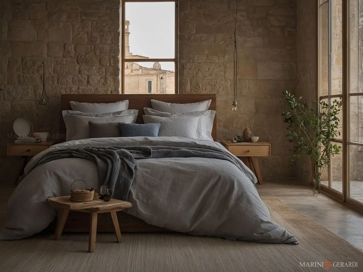 Sacco copripiumino matrimoniale in lino tinta unita