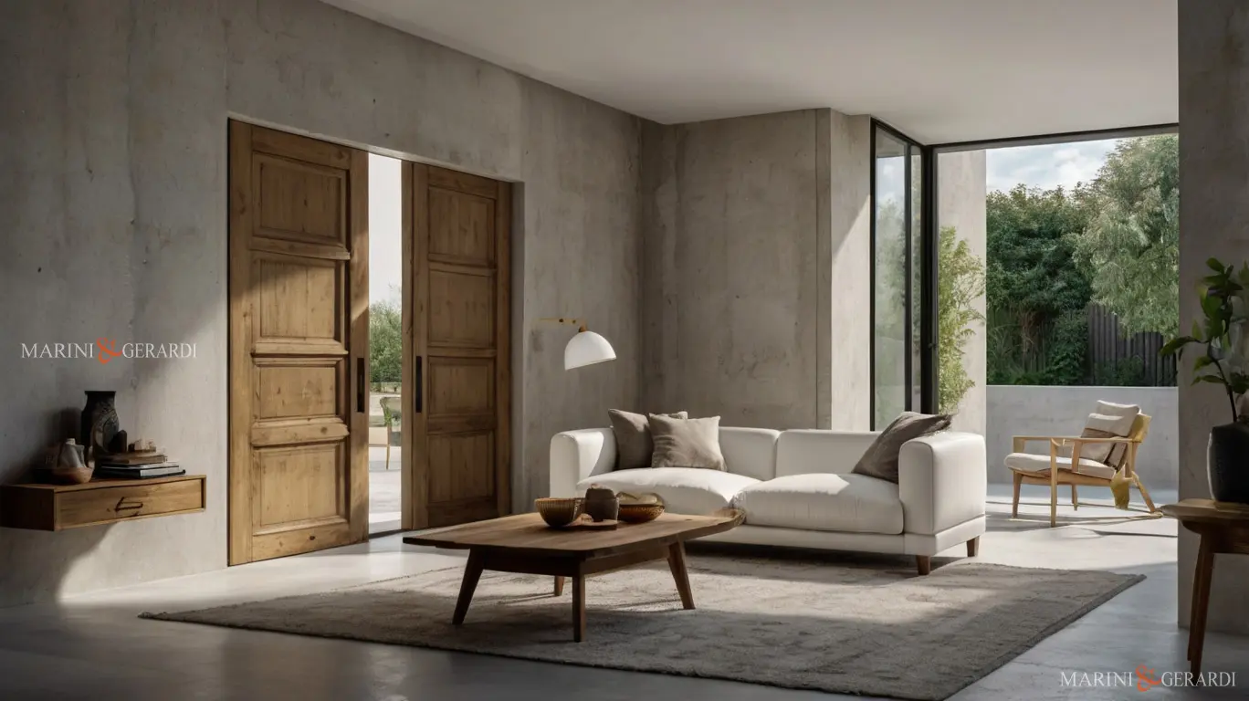 Porte scorrevoli interne in legno massello arredo soggiorno