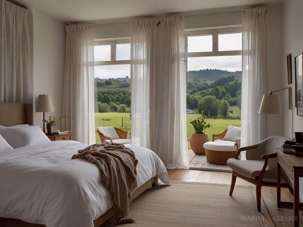 Tende moderne camera da letto lenzuola in lino bianco