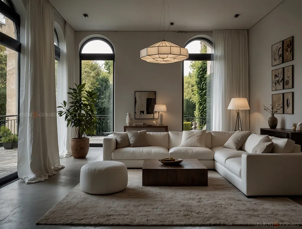 Tende moderne salotto di lino arredamento casa interni design