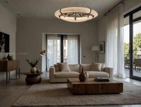 Tende moderne salotto di lino arredamento interni design