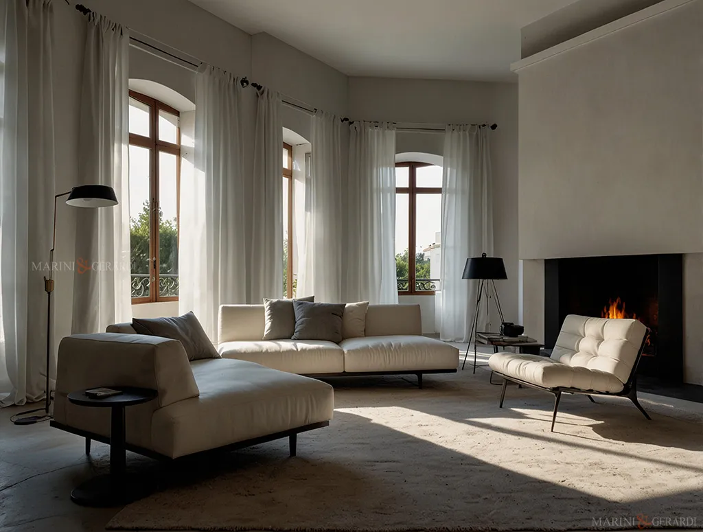 Tende moderne salotto di lino design per interni