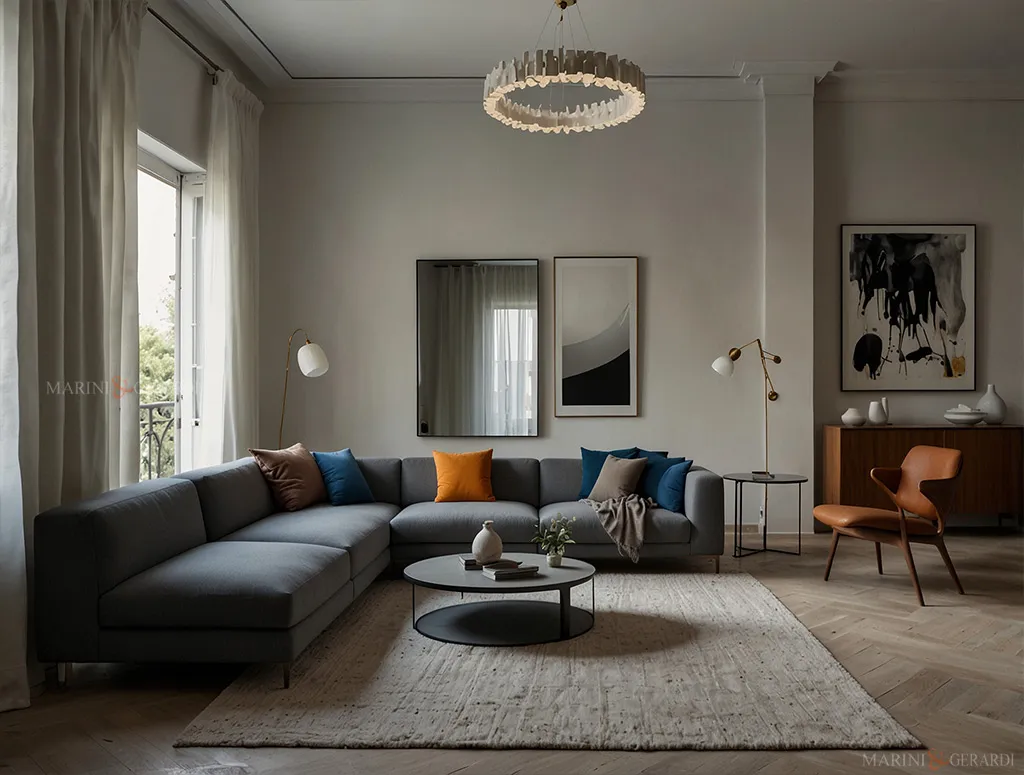 Tende moderne salotto in lino arredo designer interni