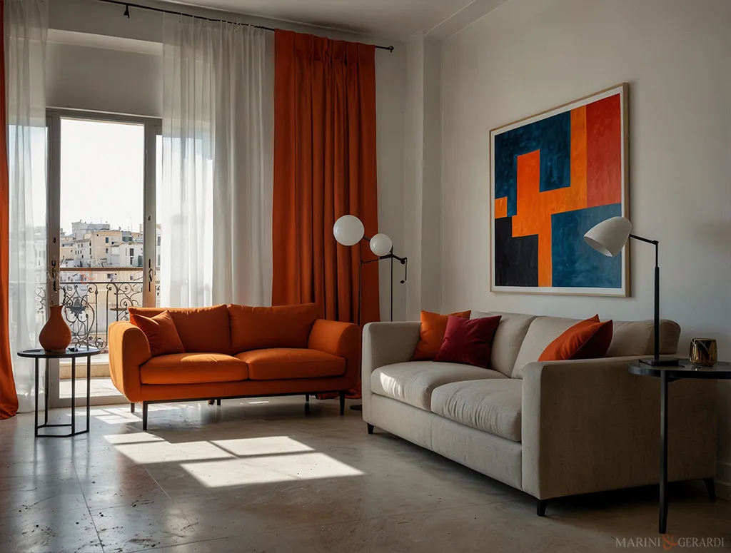 Tende da salotto moderne in lino design e arredo interni