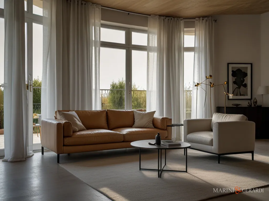 Tende moderne soggiorno eleganti in lino su misura