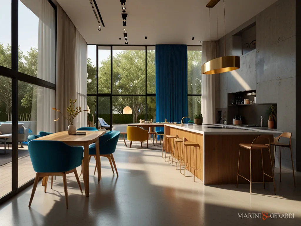 Tende per porta finestra cucina soggiorno lino blu