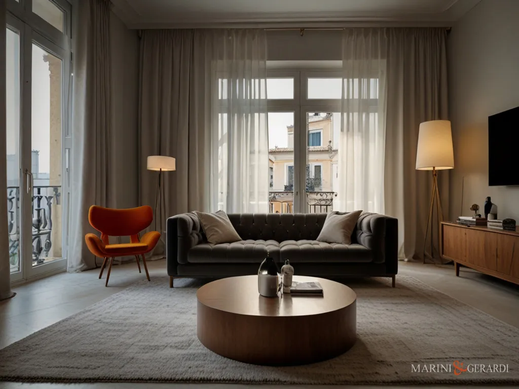 Tende su misura elegant soggiorno moderno in lino