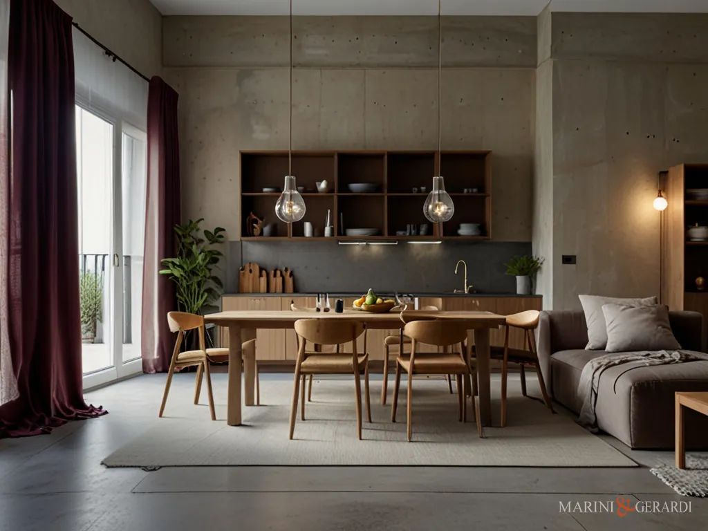 Eleganti tende porta finestra cucina moderna in lino su misura