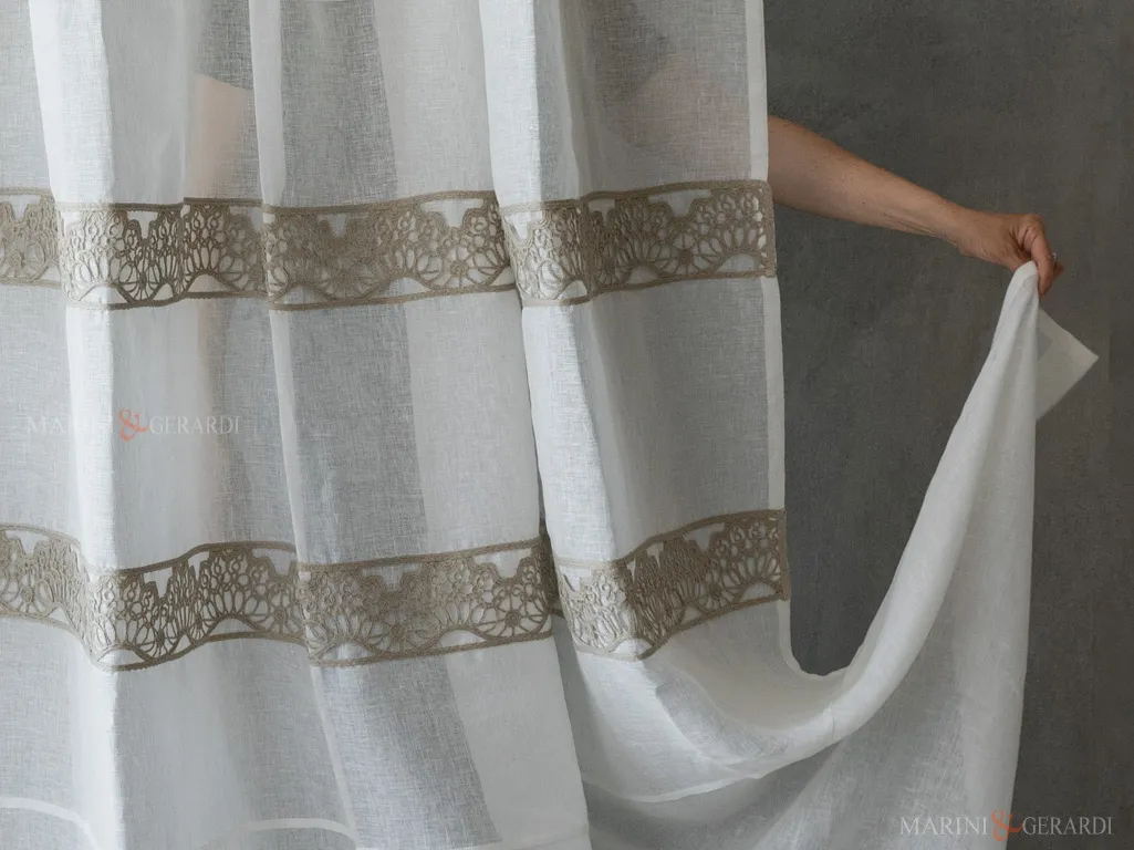Tende per camera da letto classica - Tende in Lino Ricamate