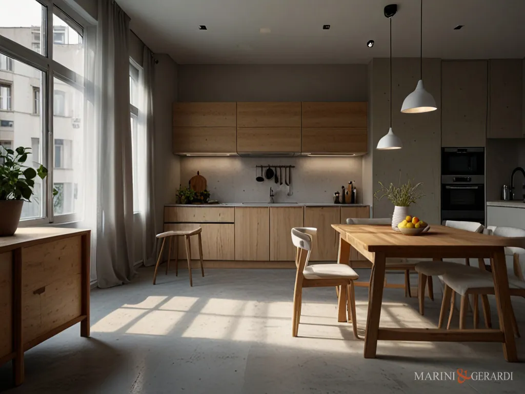 Tende per cucina porta finestra in lino tavolo legno massello