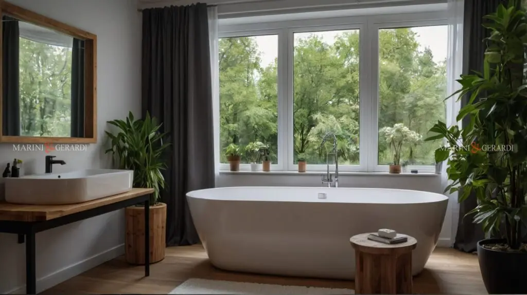 Bagno stile nordico lavabo specchio vasca freestanding