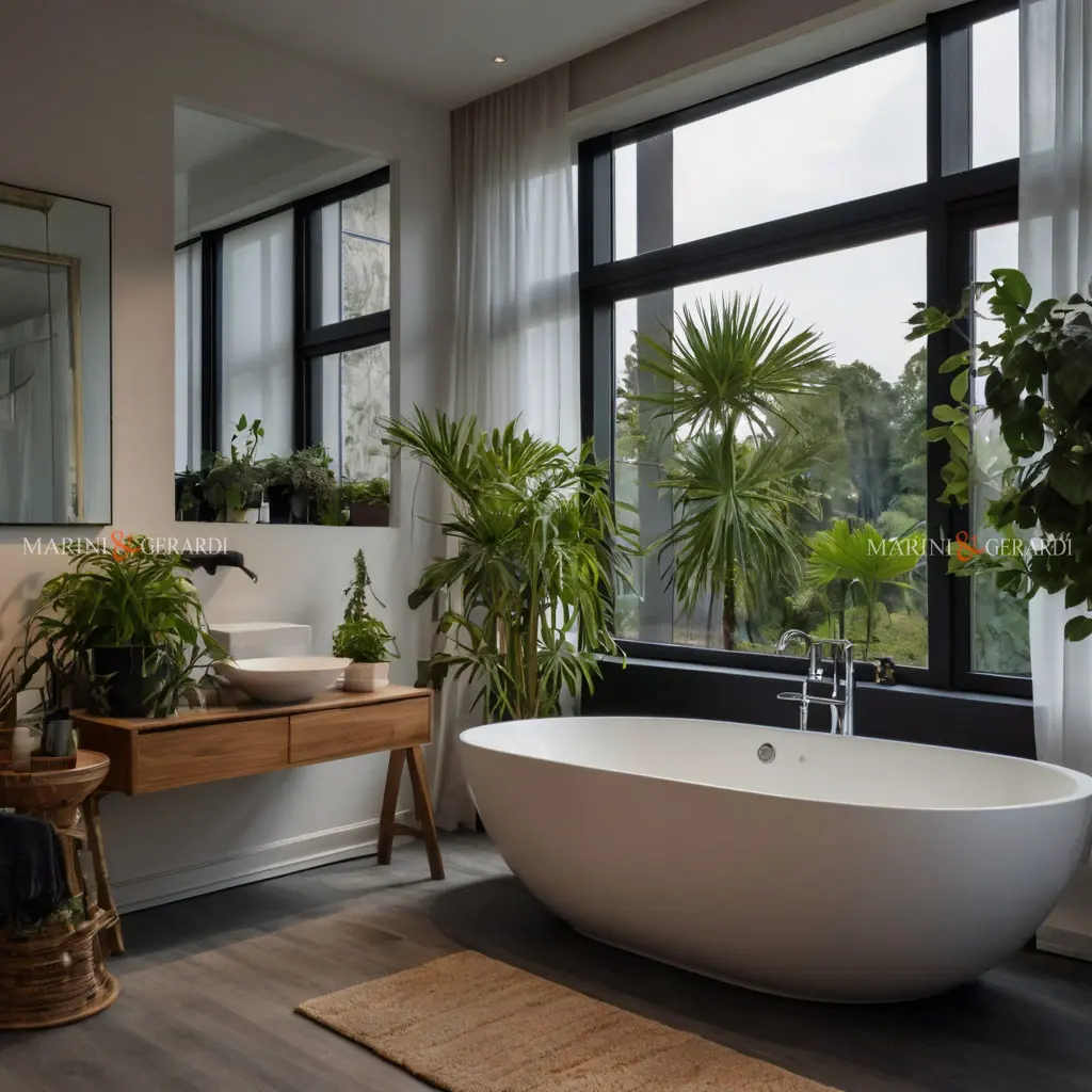 Bagno stile nordico mobili lavabo vasca freestanding biamca