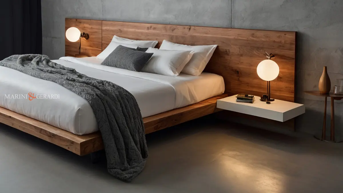 Letto moderno in legno massello biancheria in lino