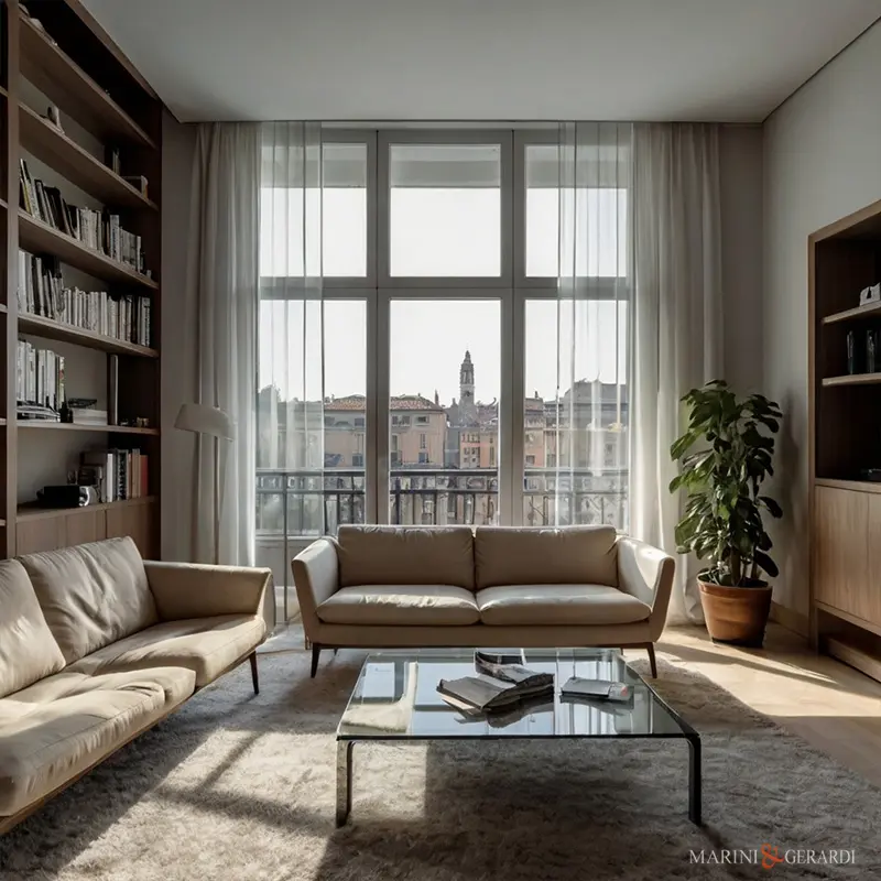 Tende bianche lino per stanza soggiorno