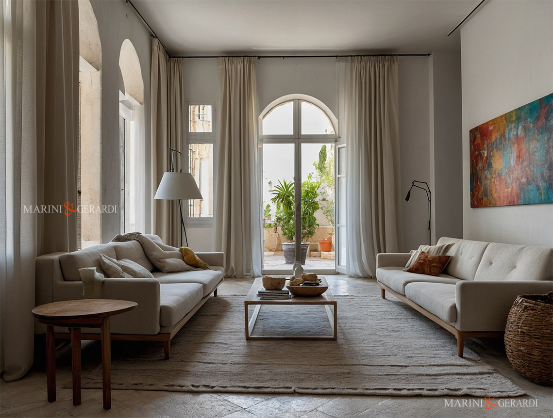 Tende moderne in soggiorno una soluzione elegante