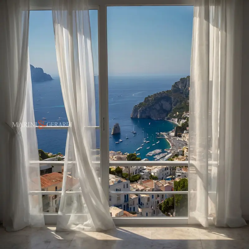 Tende per casa al mare blu di capri