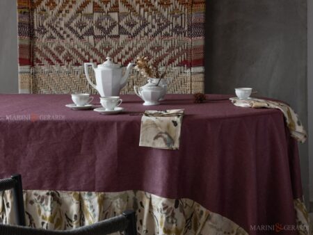 Tovaglia lino antimacchia moderna arredo tavola - colore malva