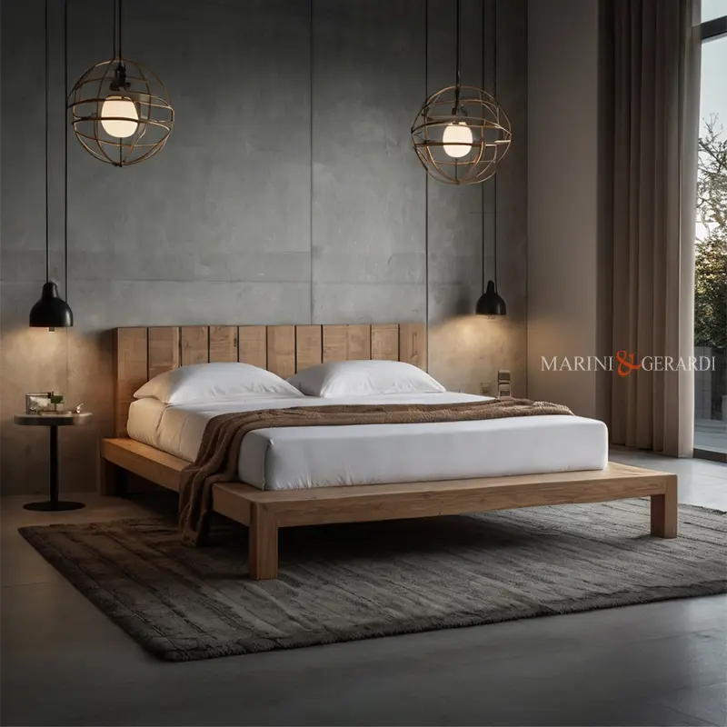 Letti in legno chiaro moderni lenzuola in lino
