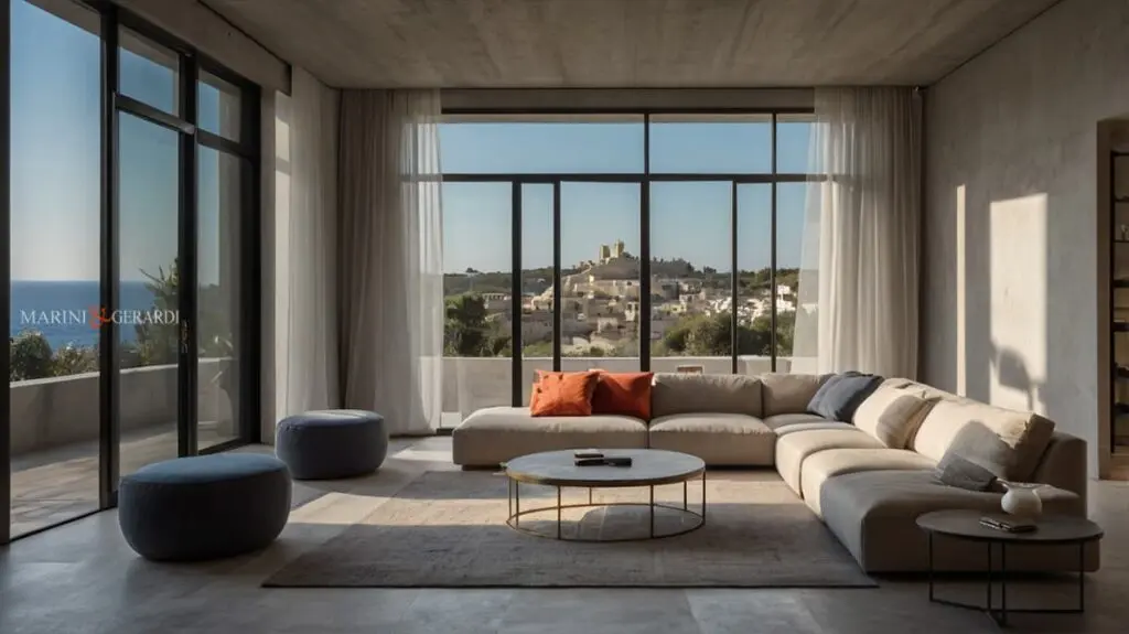 Tende a Vetro da Finestra in lino soggiorno vista mare