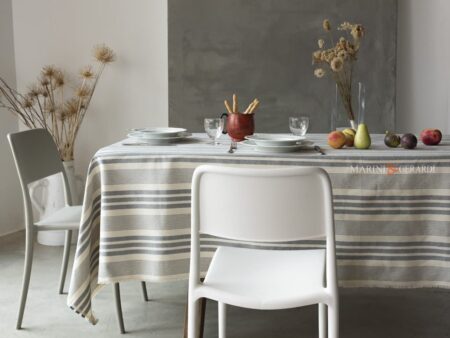 Tovaglia cotone a righe 12 posti shabby