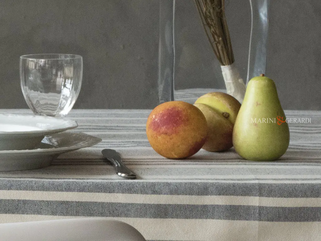 Tovaglia cotone a righe shabby