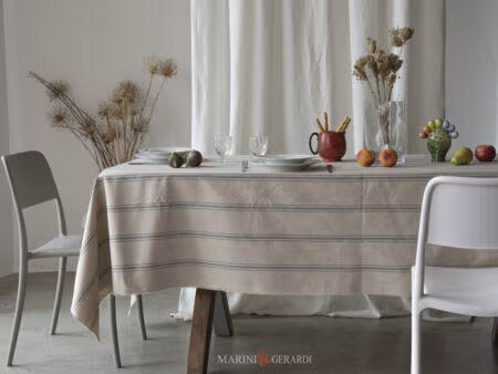 Tovaglia di cotone 12 posti elegante a righe