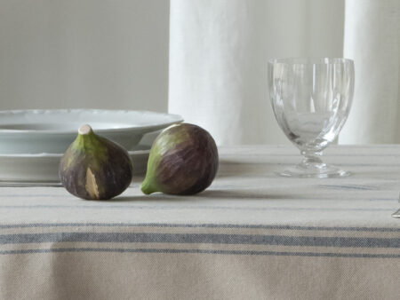 Tovaglia di cotone elegante a righe con fichi