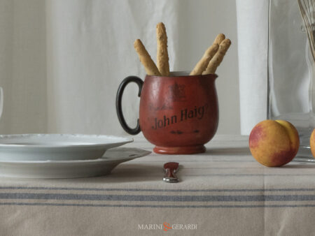 Tovaglia di cotone elegante a righe con pesca