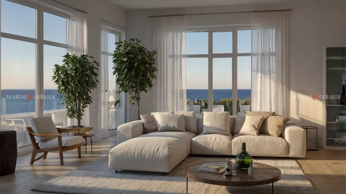 Tende su misura soggiorno in lino bianco