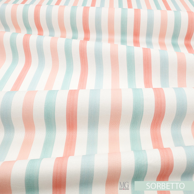 Tessuto a righe di cotone sorbetto cameretta bimba