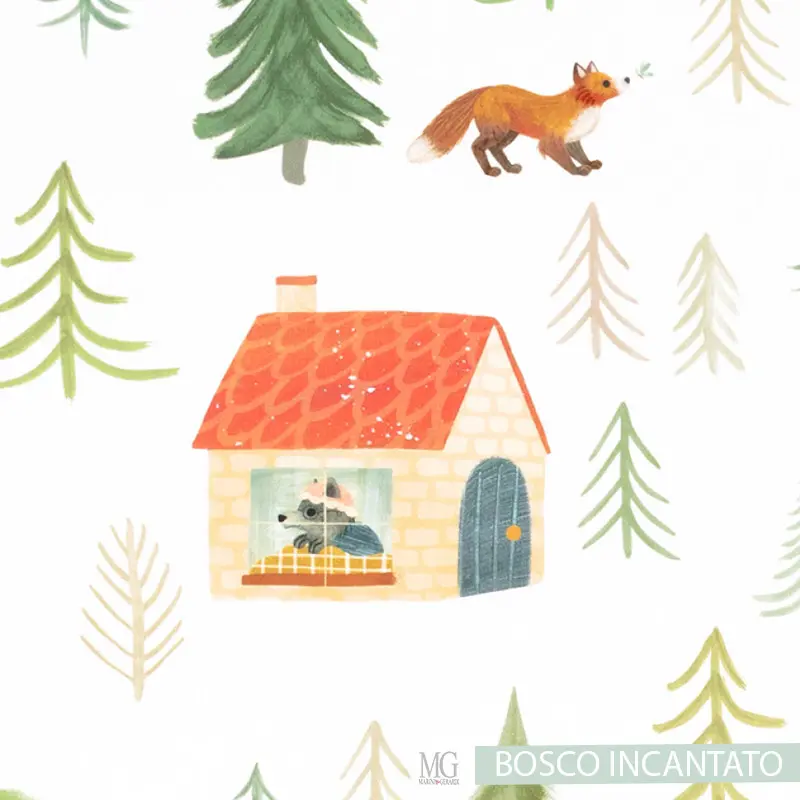 Idee per cameretta bambina tessuto bosco incantato