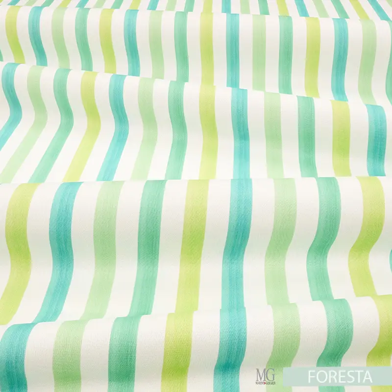 Stoffa a righe in cotone foresta verde cameretta bimbo