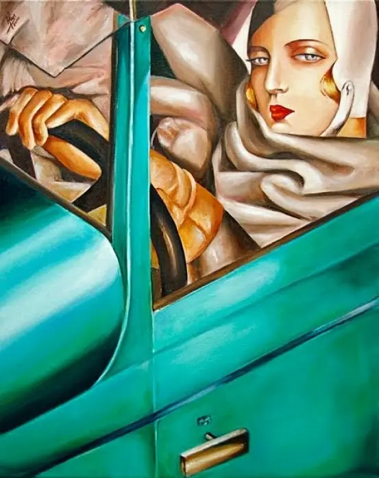 Tamara de Lempicka autoritratto nella bugatti verde 1925